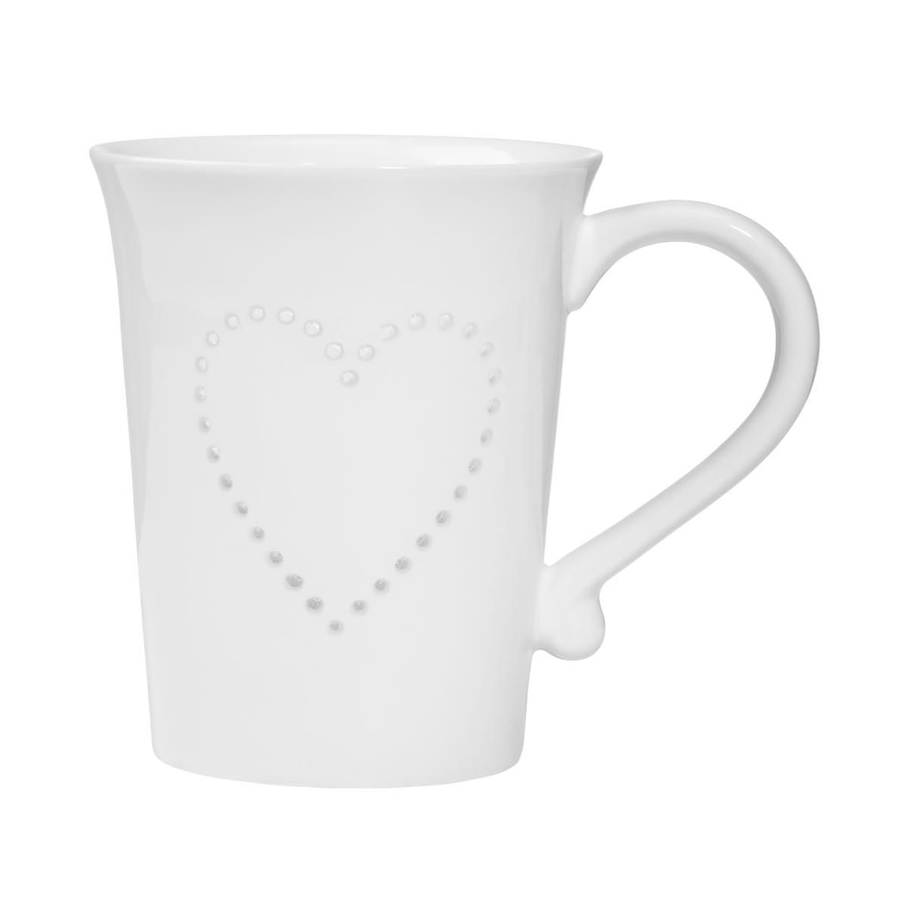 WHITE XMAS Hrnek s průhledným vzorem srdce 400 ml