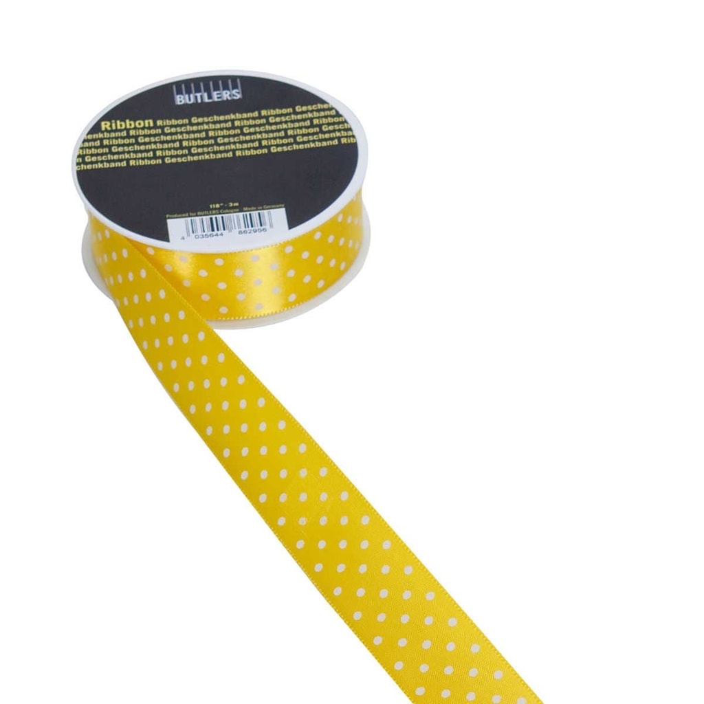 RIBBON Stužka puntík - žlutá/bílá