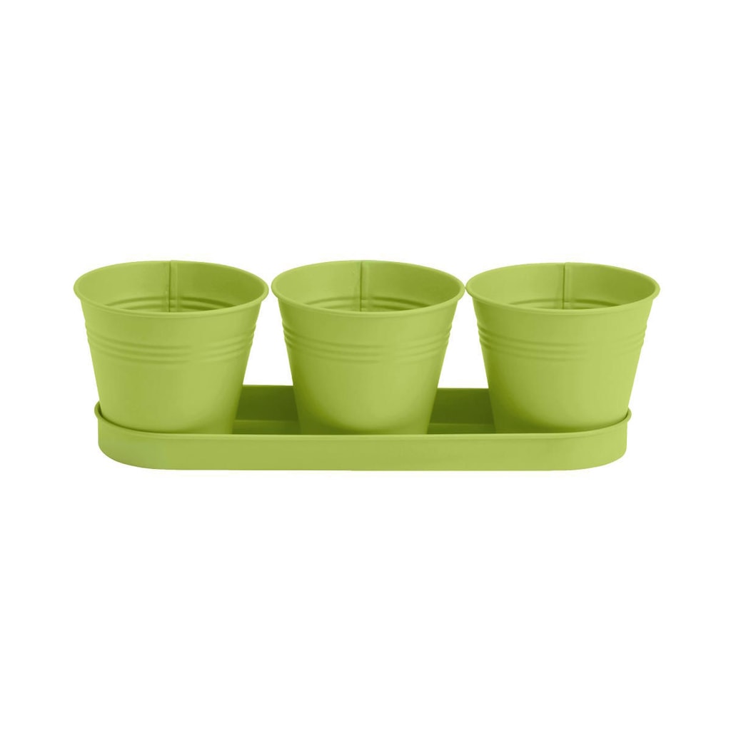 ZINC Set 3 květináčů na bylinky - limetková
