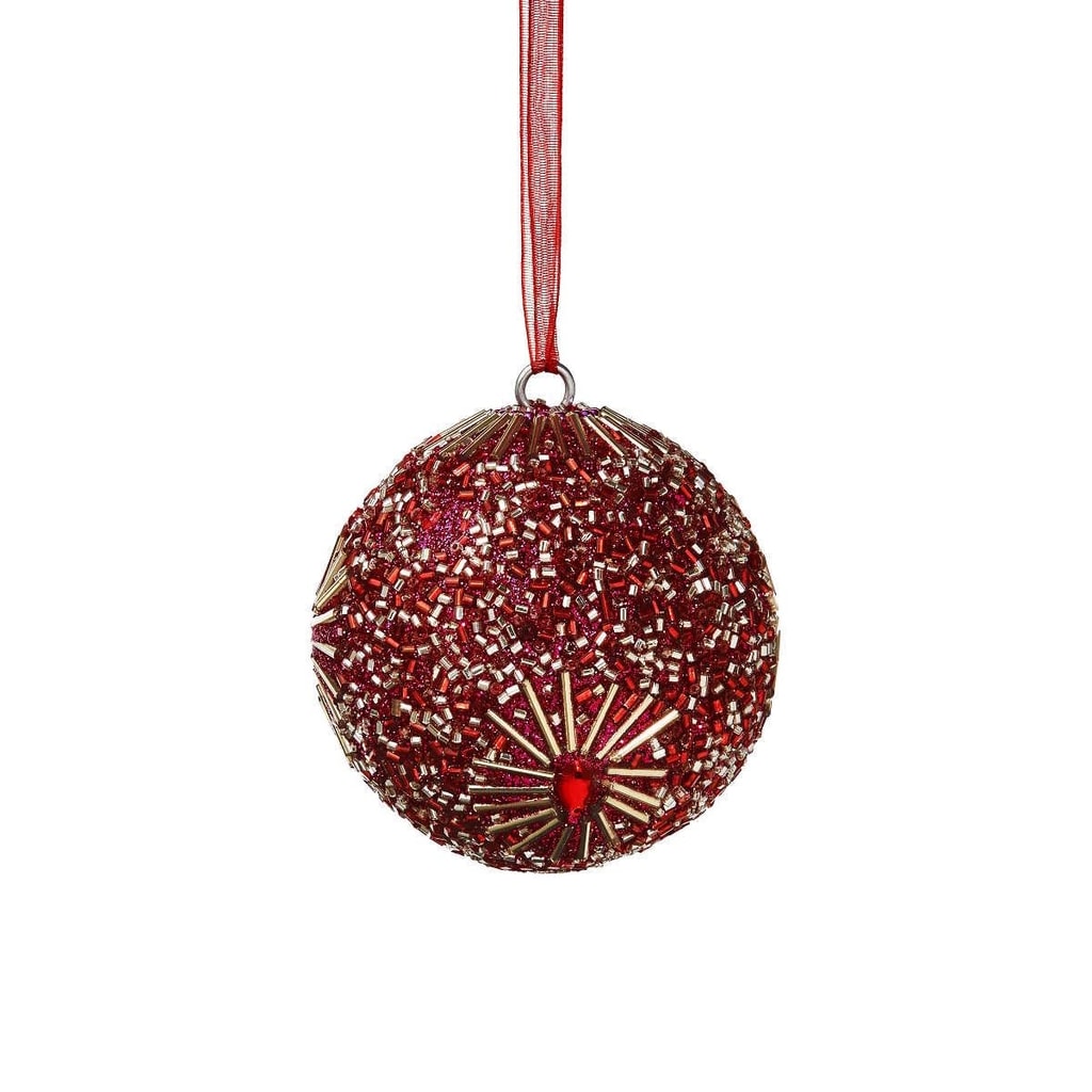 HANG ON Ozdoba vánoční koule s perlami 8 cm - růžová