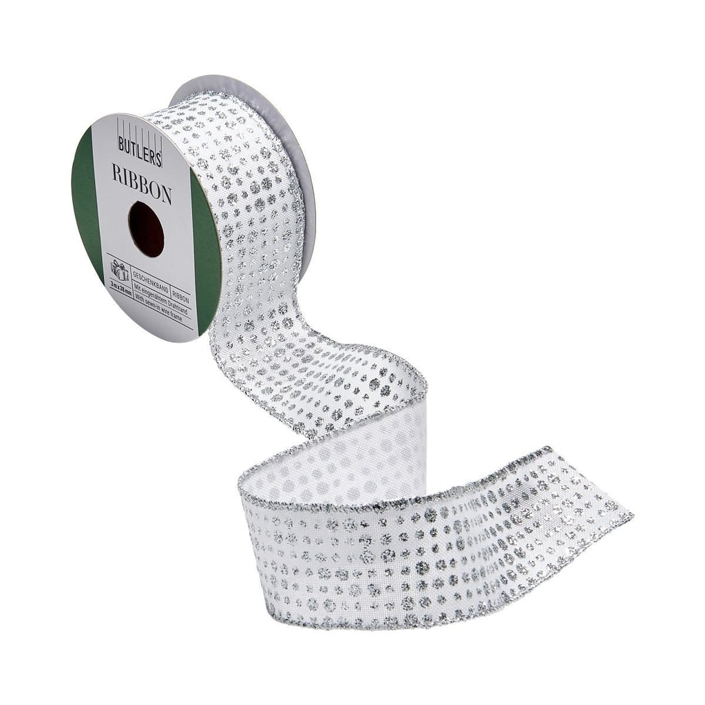 RIBBON Dárková stuha stříbrné třpytky