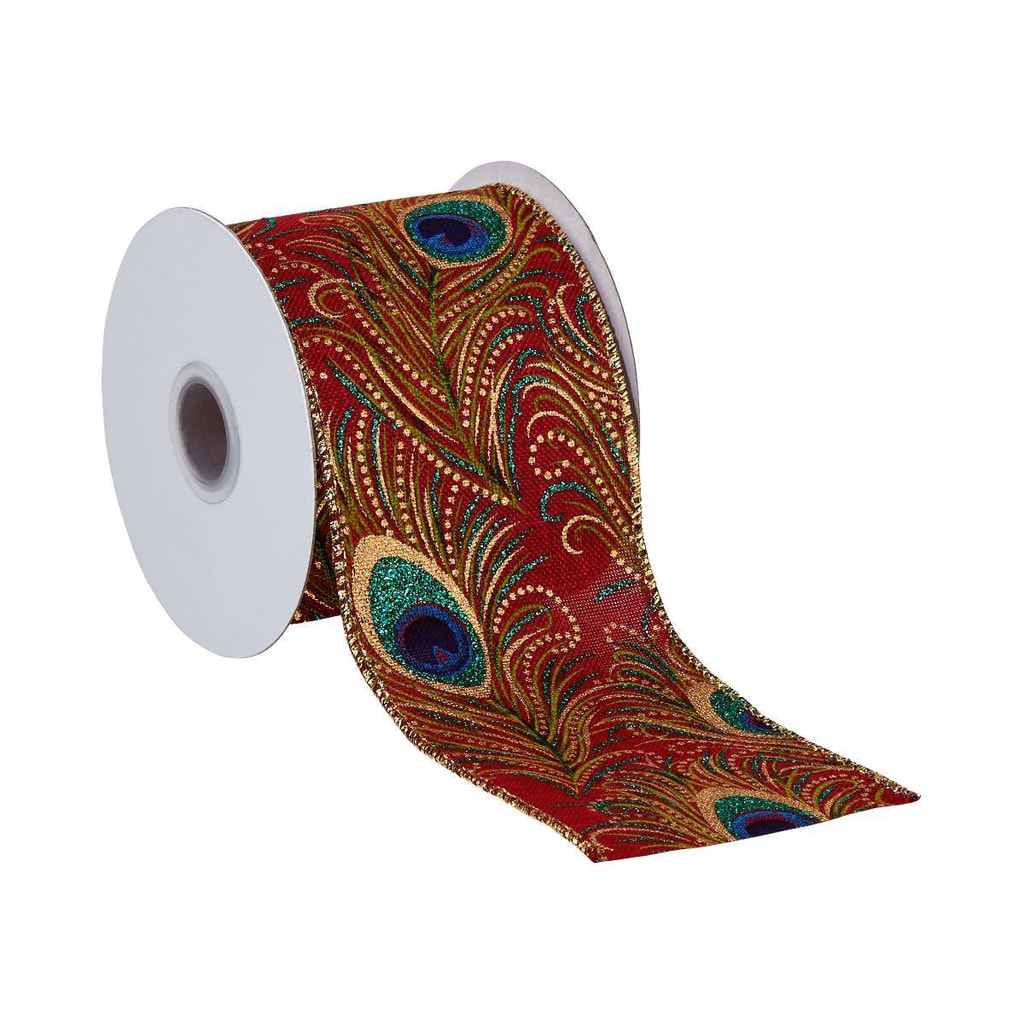 RIBBON Dárková stuha paví peří 3 m