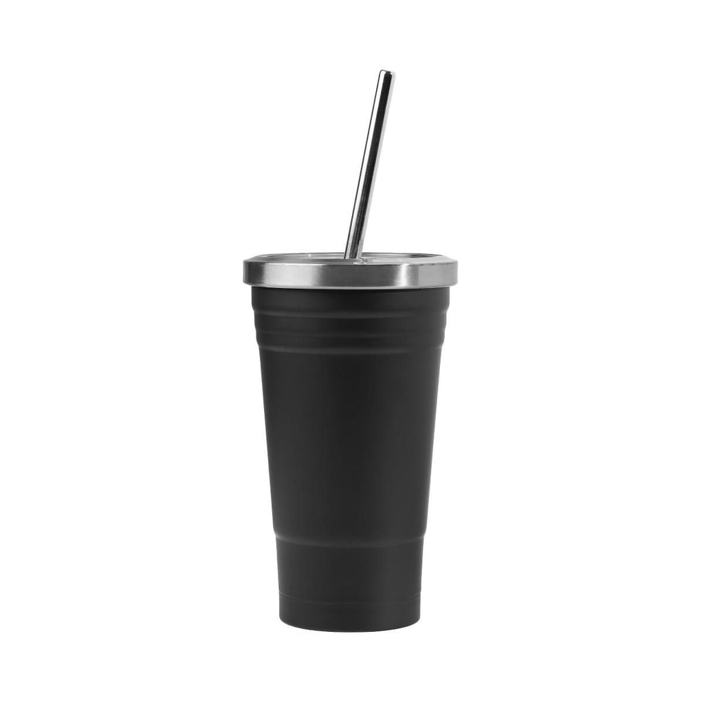 POSH SODA Pohár s brčkem 550 ml - černá