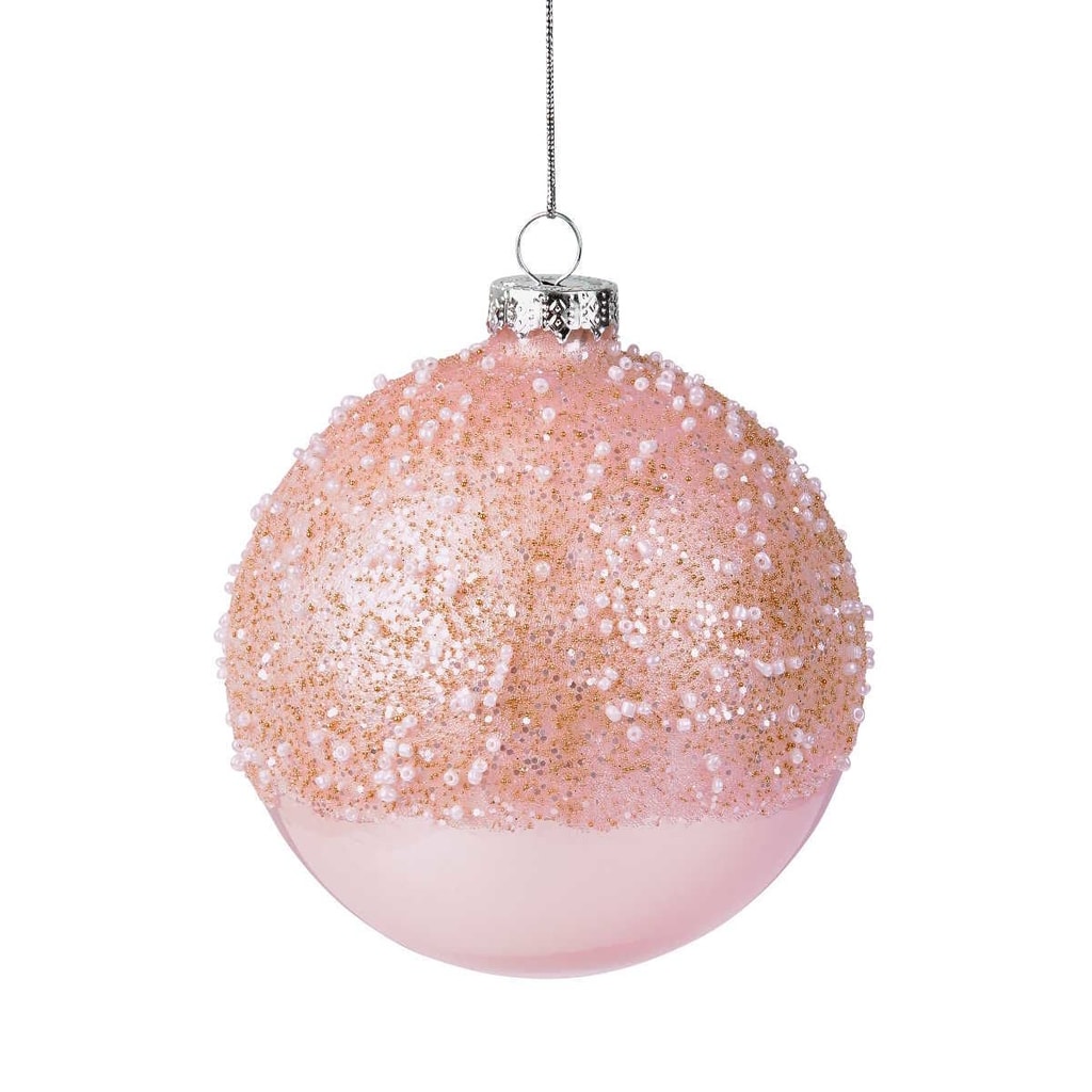 HANG ON Ozdoba koule s perlami 8 cm - sv. růžová