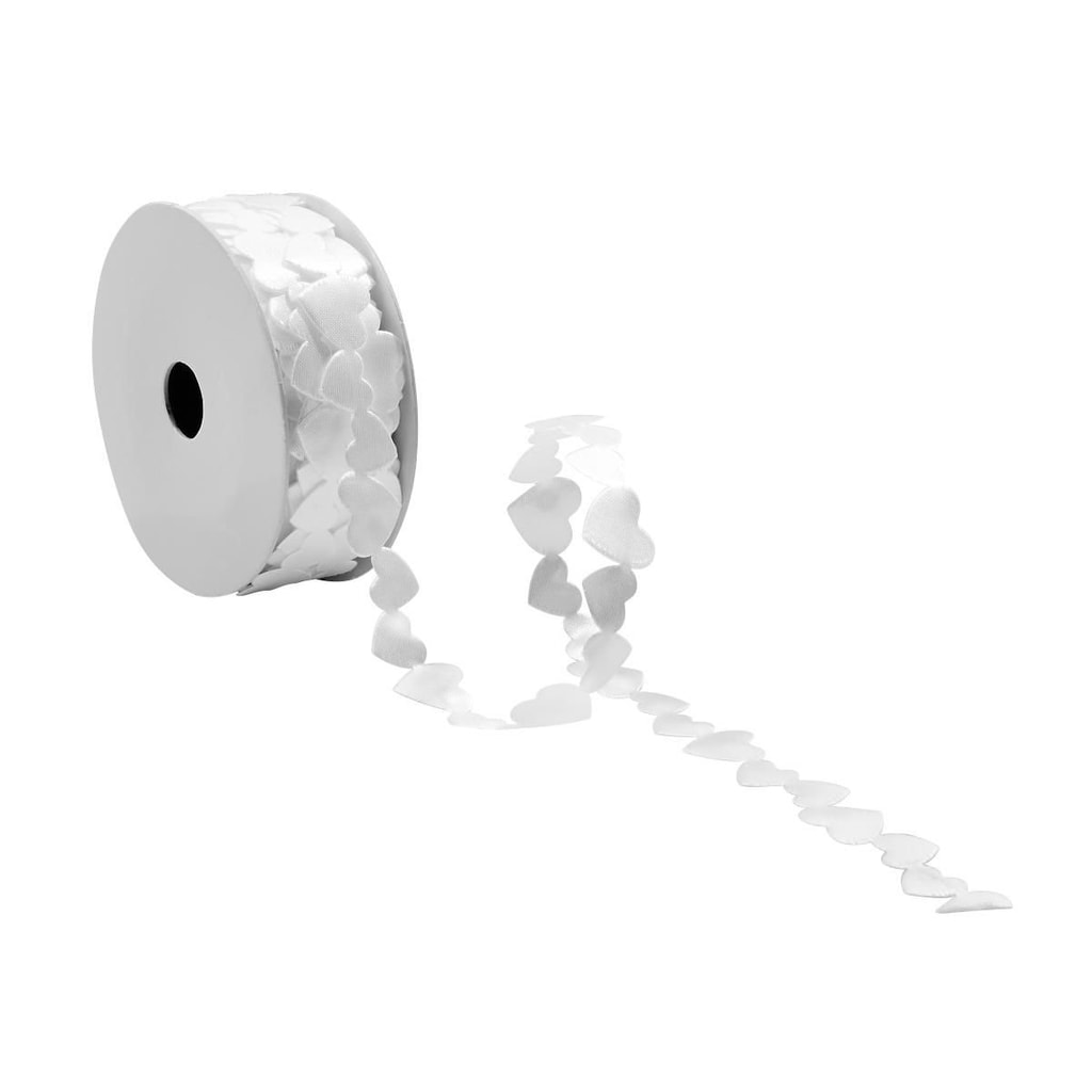 RIBBON Dárková stuha srdce 2,5 m - bílá