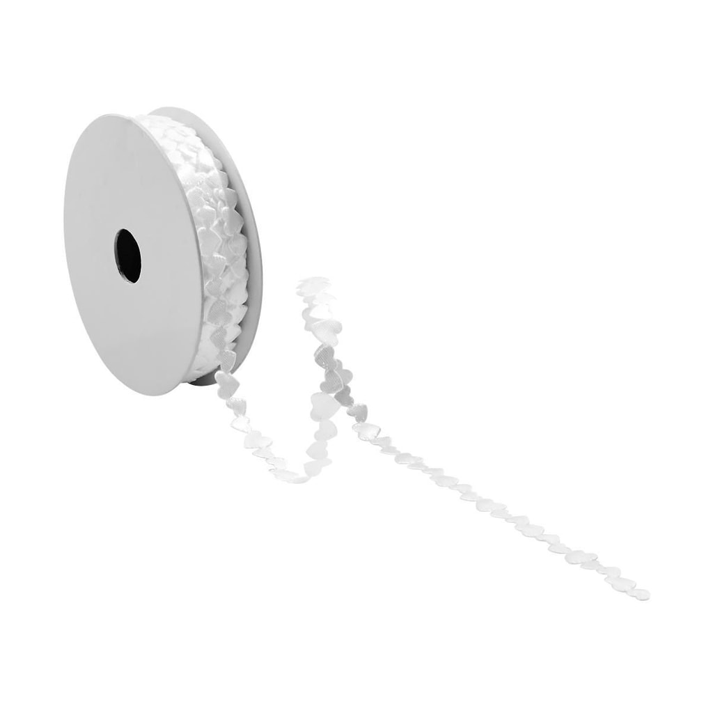 RIBBON Dárková stuha srdce 2,5 m - bílá