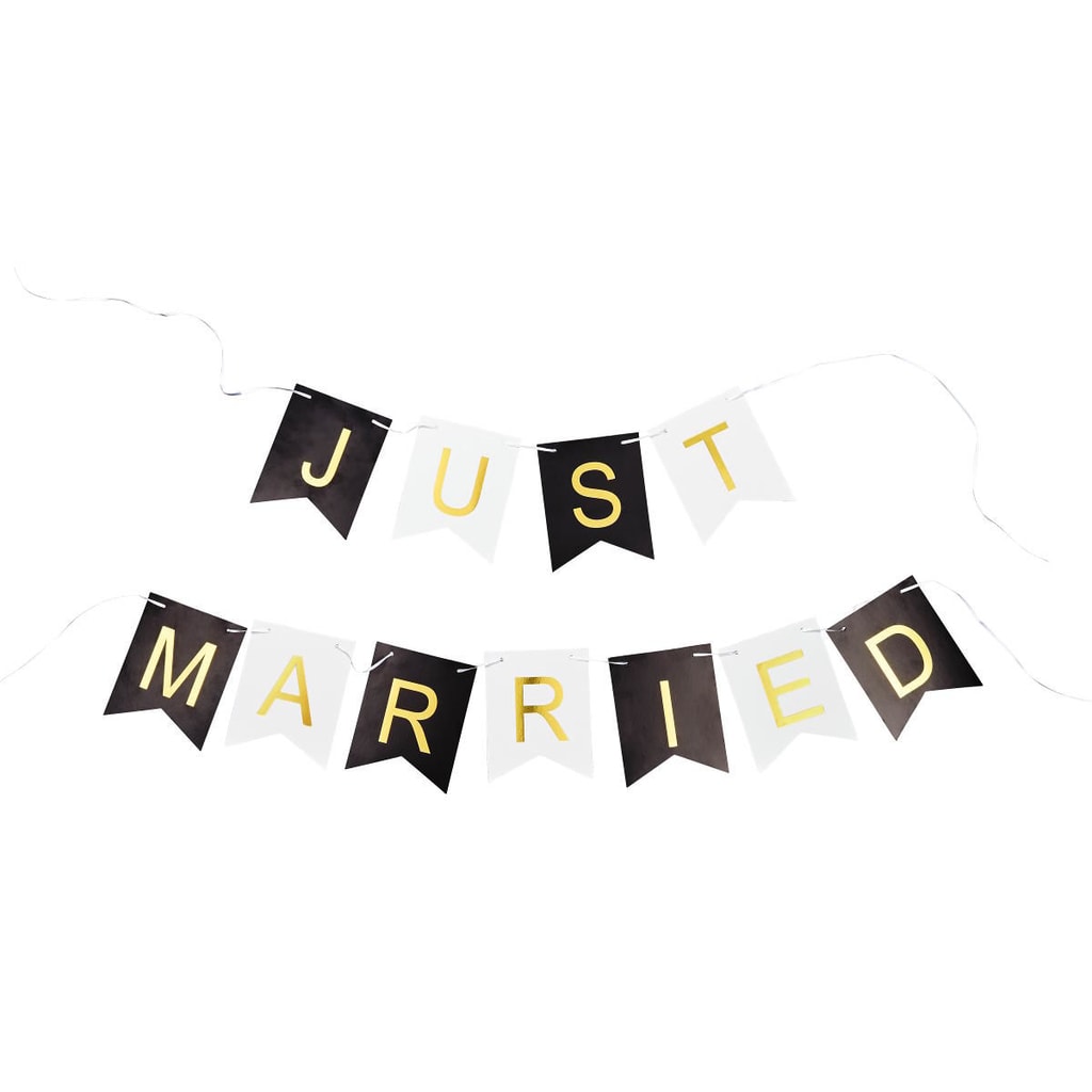 BANNER DAY Girlanda Just married - černá/bílá