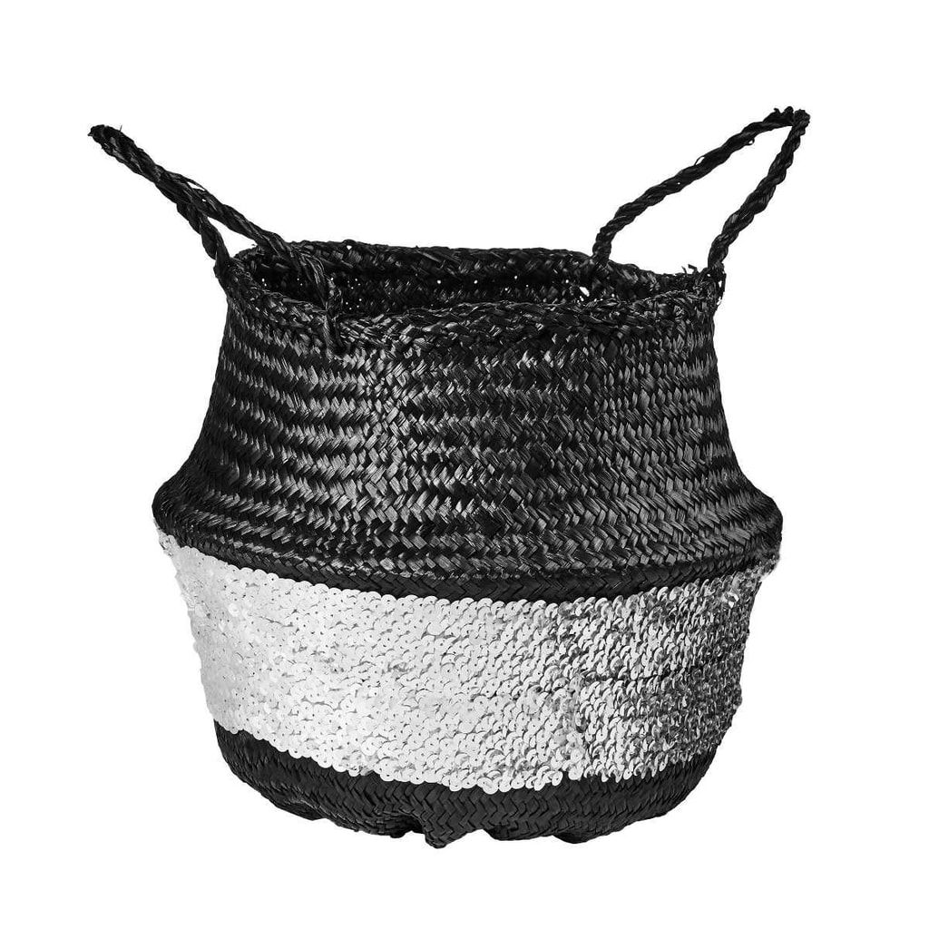 BRILLIANT BRAID Úložný koš s flitry 26 cm - stříbrná