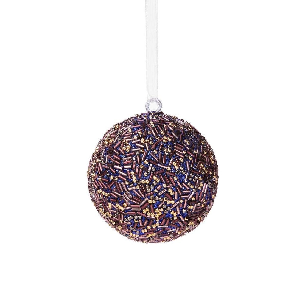 HANG ON Ozdoba vánoční koule s perlami 8 cm - fialová