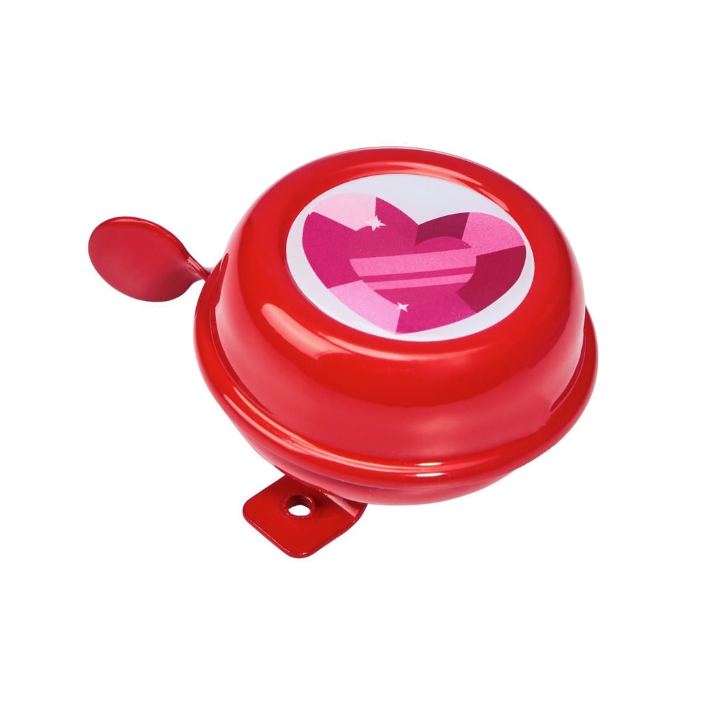 DING DONG Zvonek na kolo srdce 6 cm - růžová