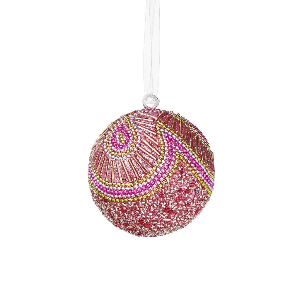 HANG ON Ozdoba vánoční koule s perlami 8 cm - sv. růžová