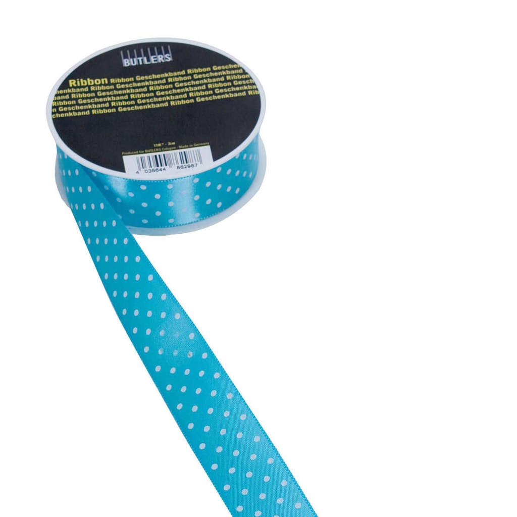 RIBBON Stužka puntík - modrá/bílá